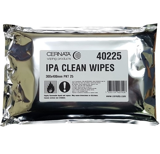 IPA Surface Clean Wipes Poly Cellulose 30x40cms Pack of 25